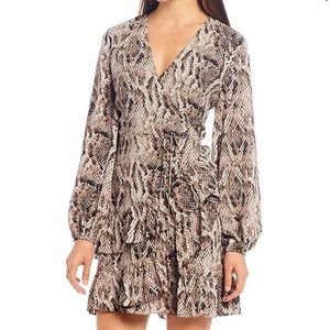 1. STATE Snake Print Wrap Front Mini Dress